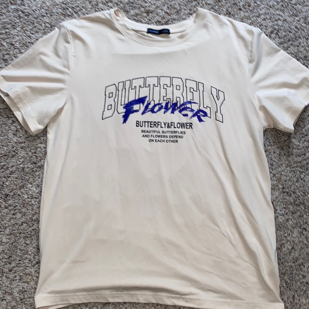 Romwe  cream, butterfly, lover  graphic T-shirt